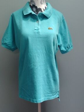 Lacoste Vintage Polo T-Shirt 100% pique cotton  Turquoise Size S